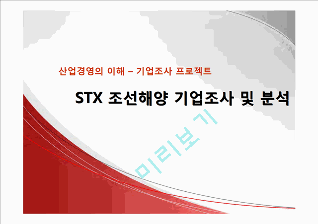 STX 조선해양 기업조사 및 분석,STX조선해양,STX조선분석,STX조선해양마케팅전략   (1 )